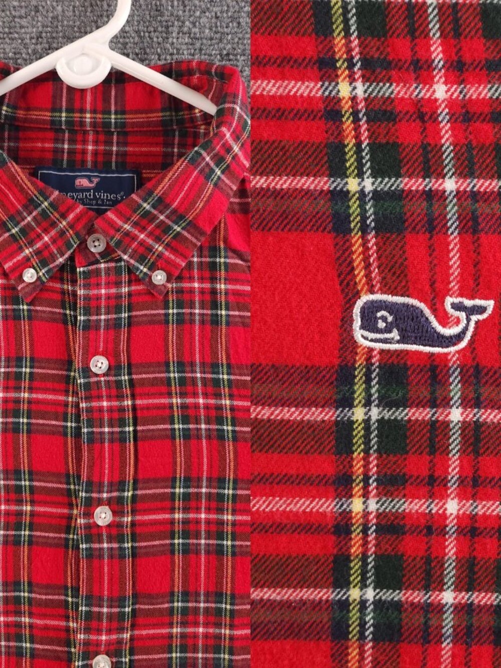 Vineyard Vines Flannel Plaid XL Button-Down Cotton Red Men Shirt Long Sleeve